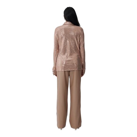 C/MEO Collective Rose Gold Sequin Button Down Shirt NWT M - Picture 2 of 7